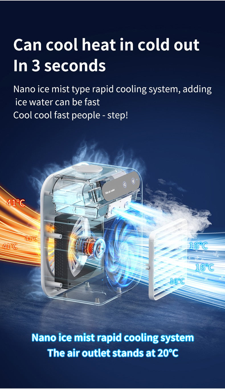 Ar Condicionado Portátil - Recarregável - Ventilador de Refrigeração a Água